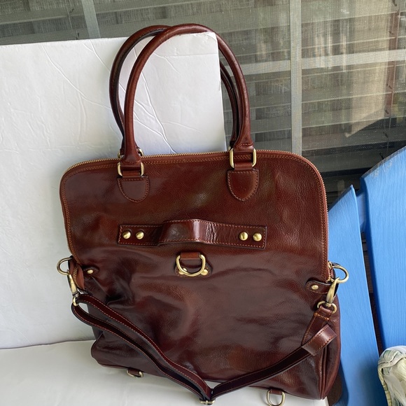 NWOT ALMA MINALO LEATHER HANDBAG/BACKPACK/BRIEFCASE- DARK BROWN - Picture 7 of 16